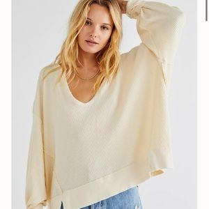 FREE PEOPLE buttercup thermal distressed long sleeve thermal